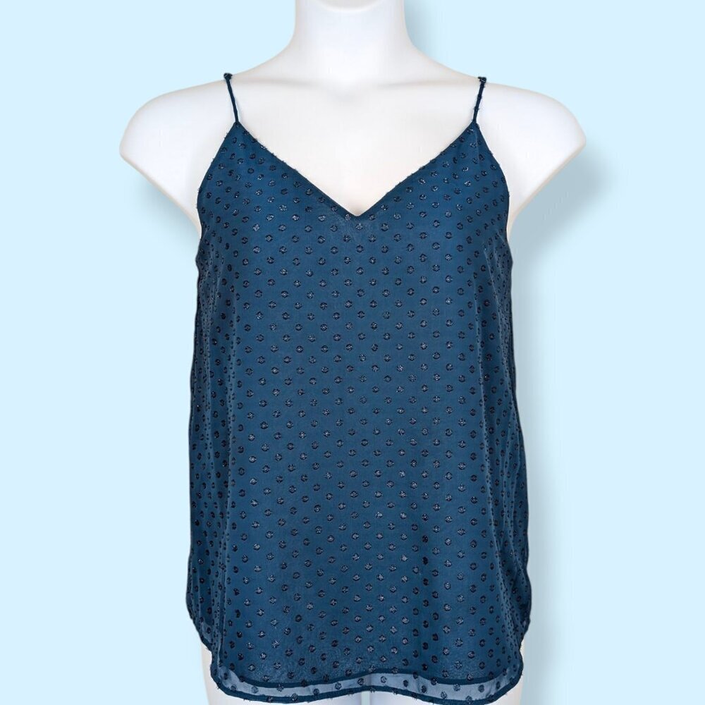 Calvin Klein Blue Metallic Flowy Top